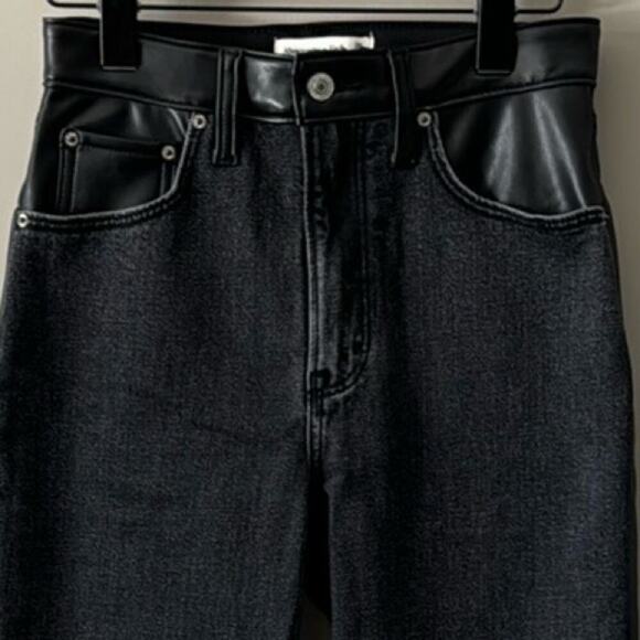 ABERCROMBIE & FITCH MIXED FABRIC ULTRA HIGH RISE ANKLE STRAIGHT JEAN SIZE 26 XS - Picture 3 of 8